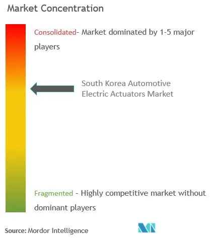 韓国の自動車用電動アクチュエータ市場集中度
