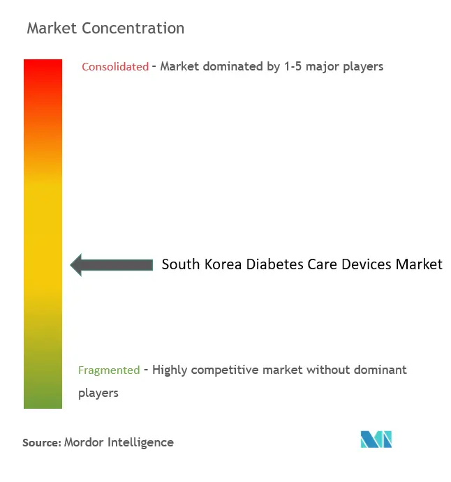 韓国の糖尿病治療機器市場の集中