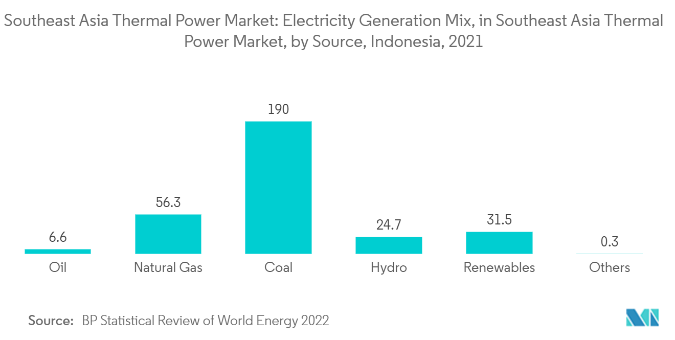Southeast Asia Thermal Power Market: Electricity Generation Mix, in Southeast Asia Thermal Power Market, by Source, Indonesia, 2021