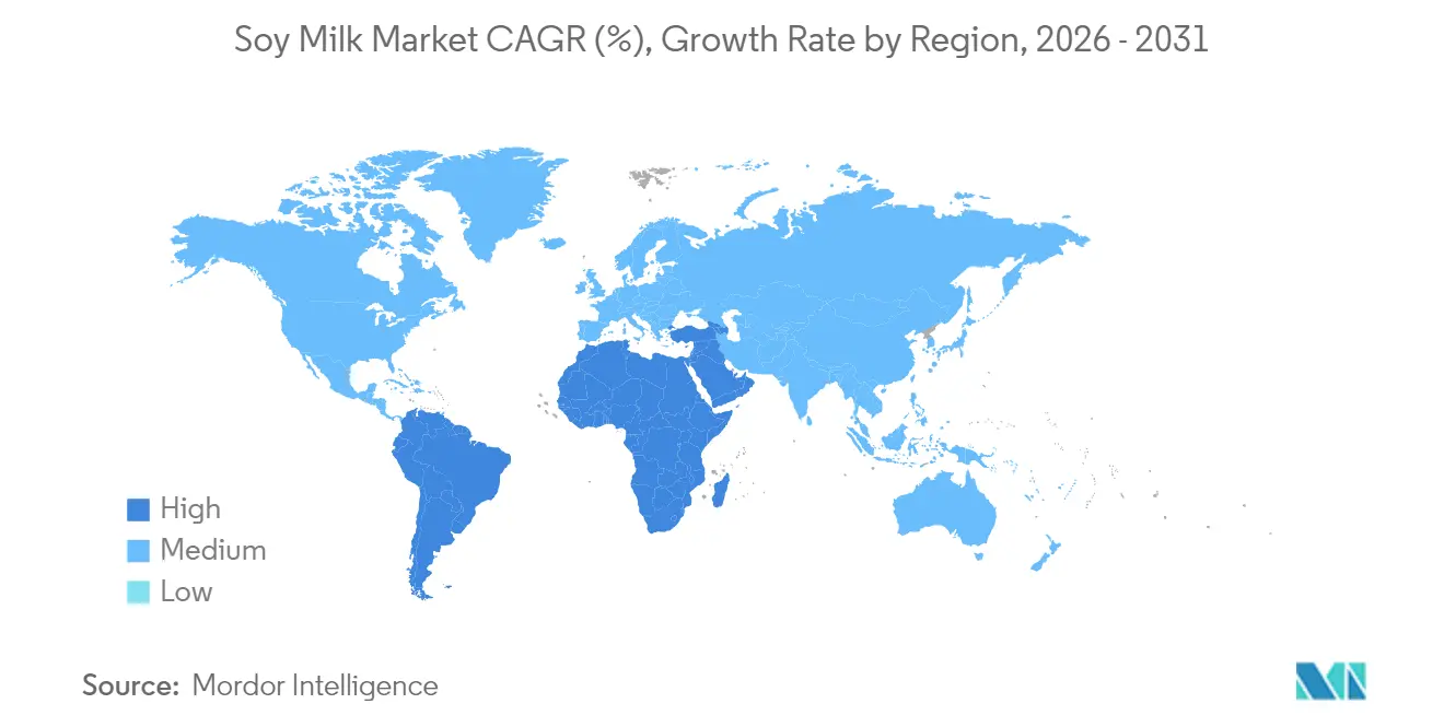 Soy Milk Market CAGR (%), Growth Rate by Region