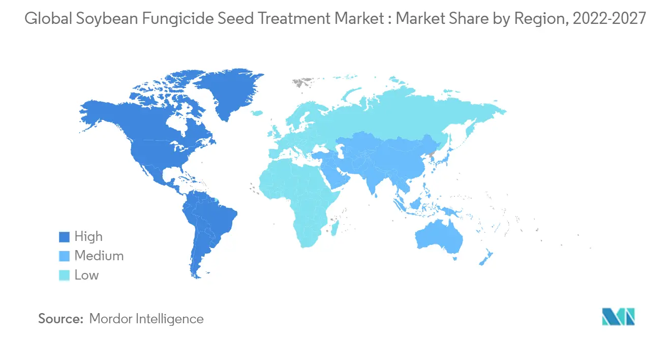 Mercado mundial de tratamiento de semillas con fungicidas de soja cuota de mercado por región, 2022-2027