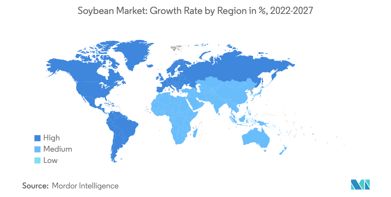 SoyBean Market: Growth Rate By Region in %, 2022-27