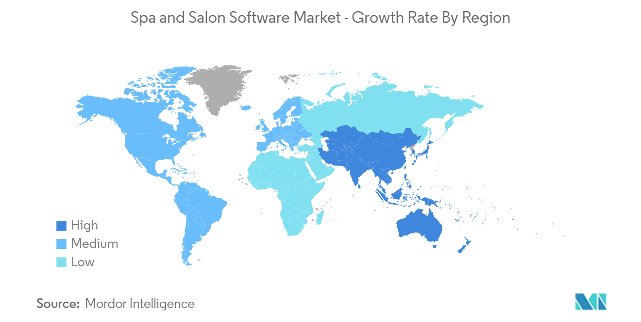 Mercado de software de spa e salão de beleza - taxa de crescimento por região