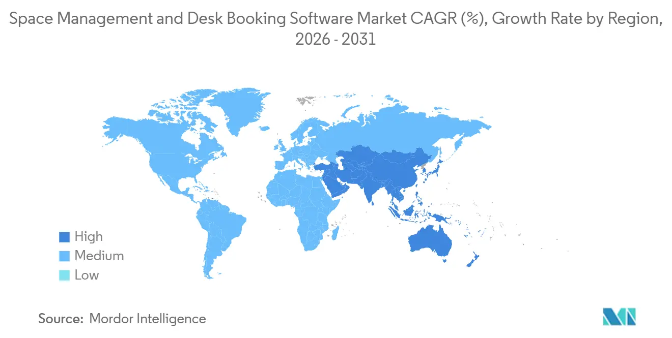 Space Management and Desk Booking Software Market CAGR (%), Growth Rate by Region