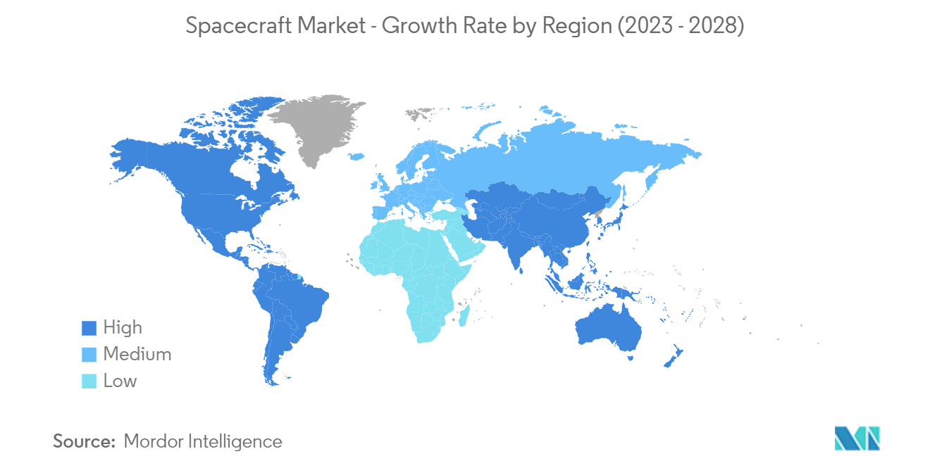  Thị trường tàu vũ trụ - Tốc độ tăng trưởng theo khu vực (2023 - 2028)