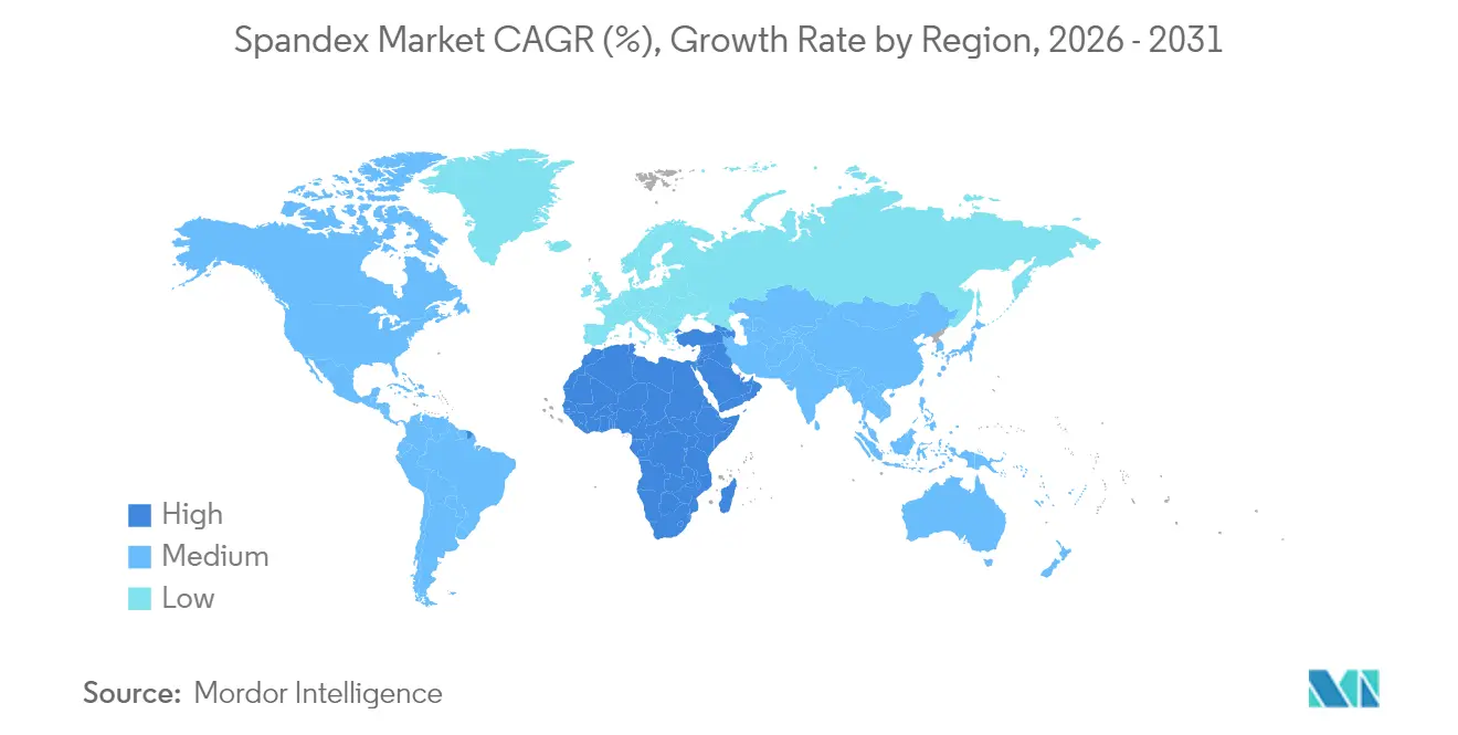 Spandex Market CAGR (%), Growth Rate by Region