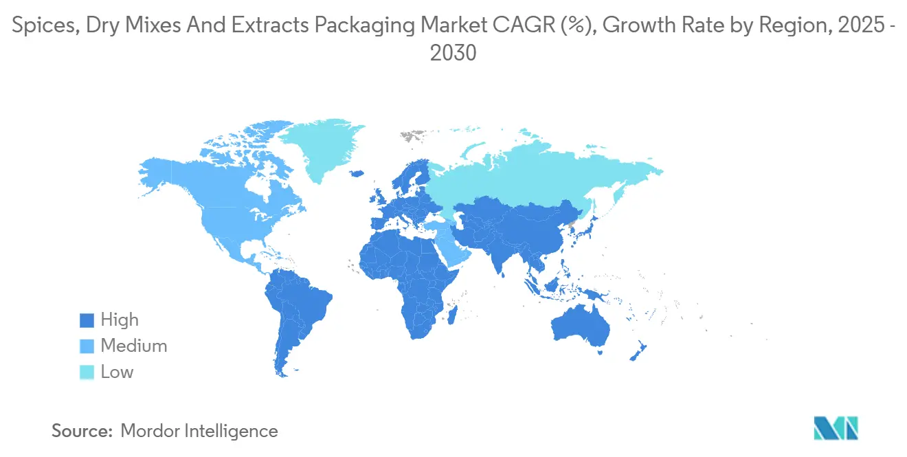 Spices, Dry Mixes And Extracts Packaging Market CAGR (%), Growth Rate by Region