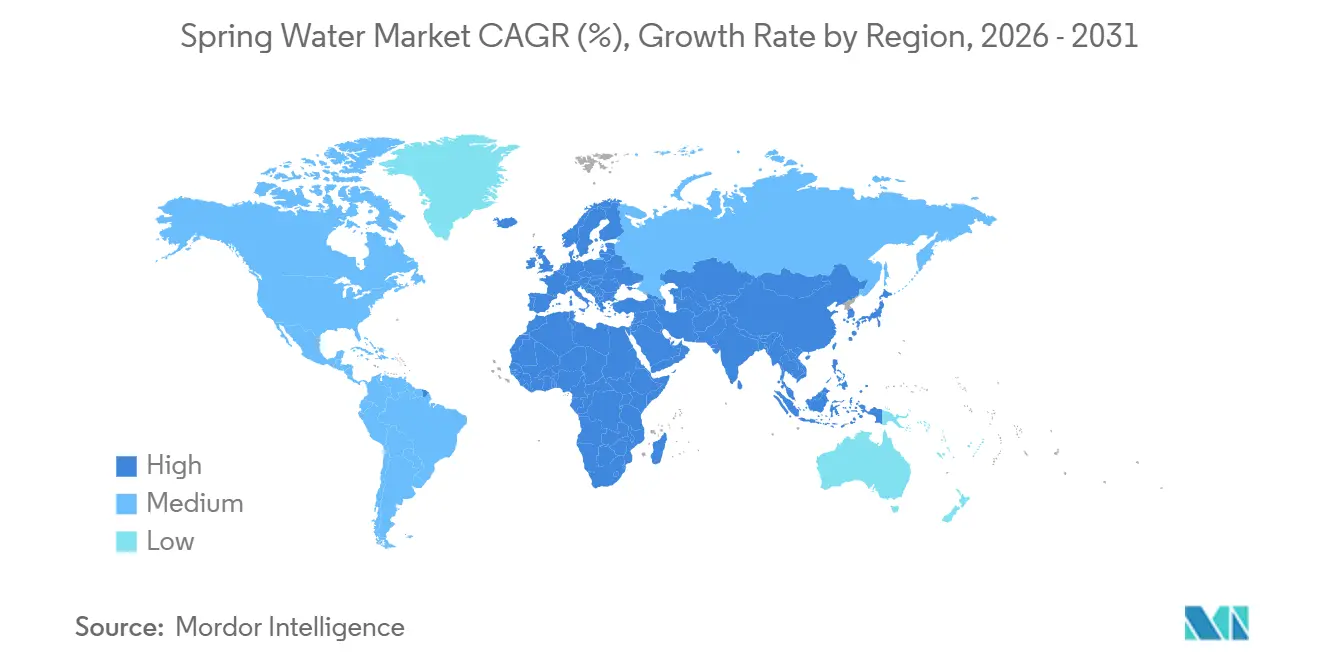 Spring Water Market CAGR (%), Growth Rate by Region