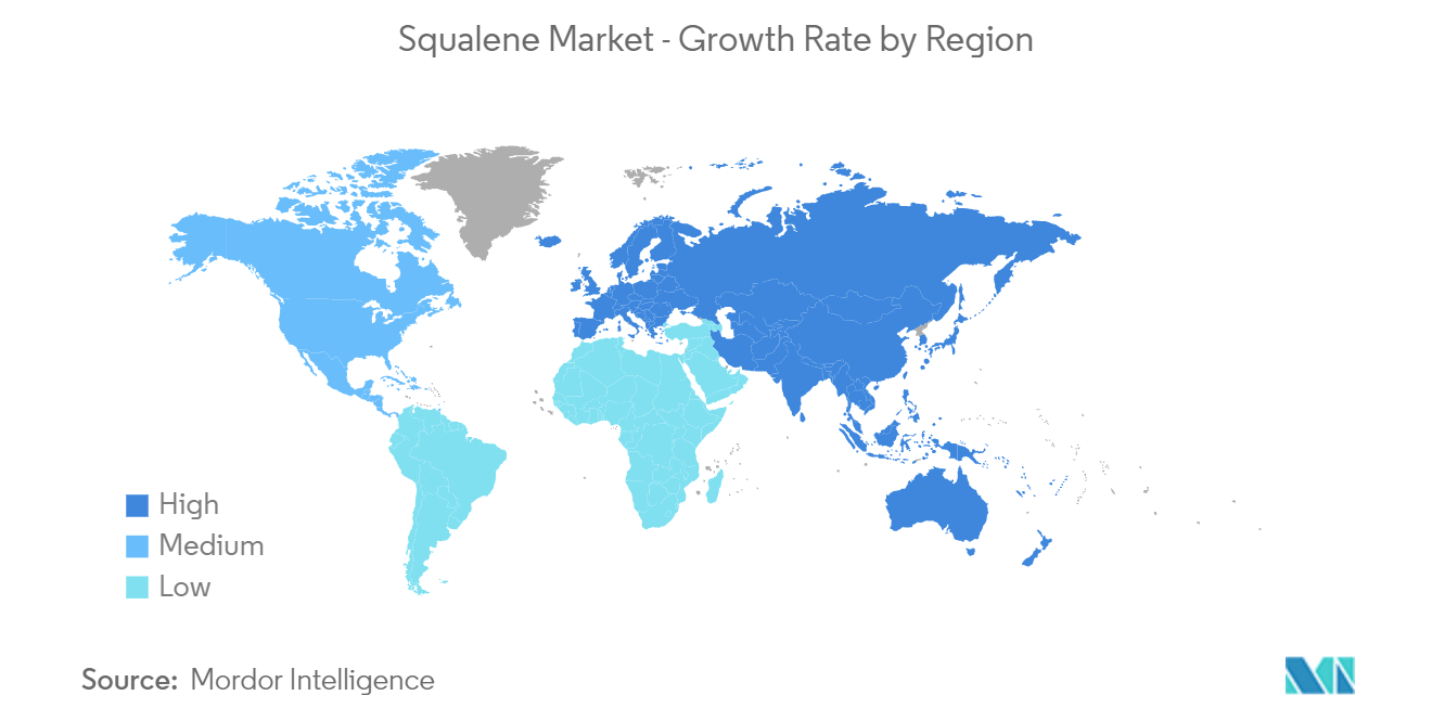 Mercado de escualeno – Tasa de crecimiento por región