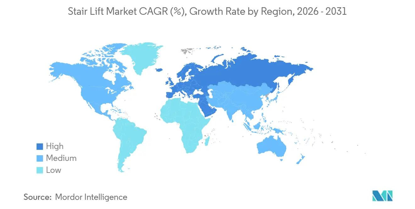 Stair Lift Market CAGR (%), Growth Rate by Region