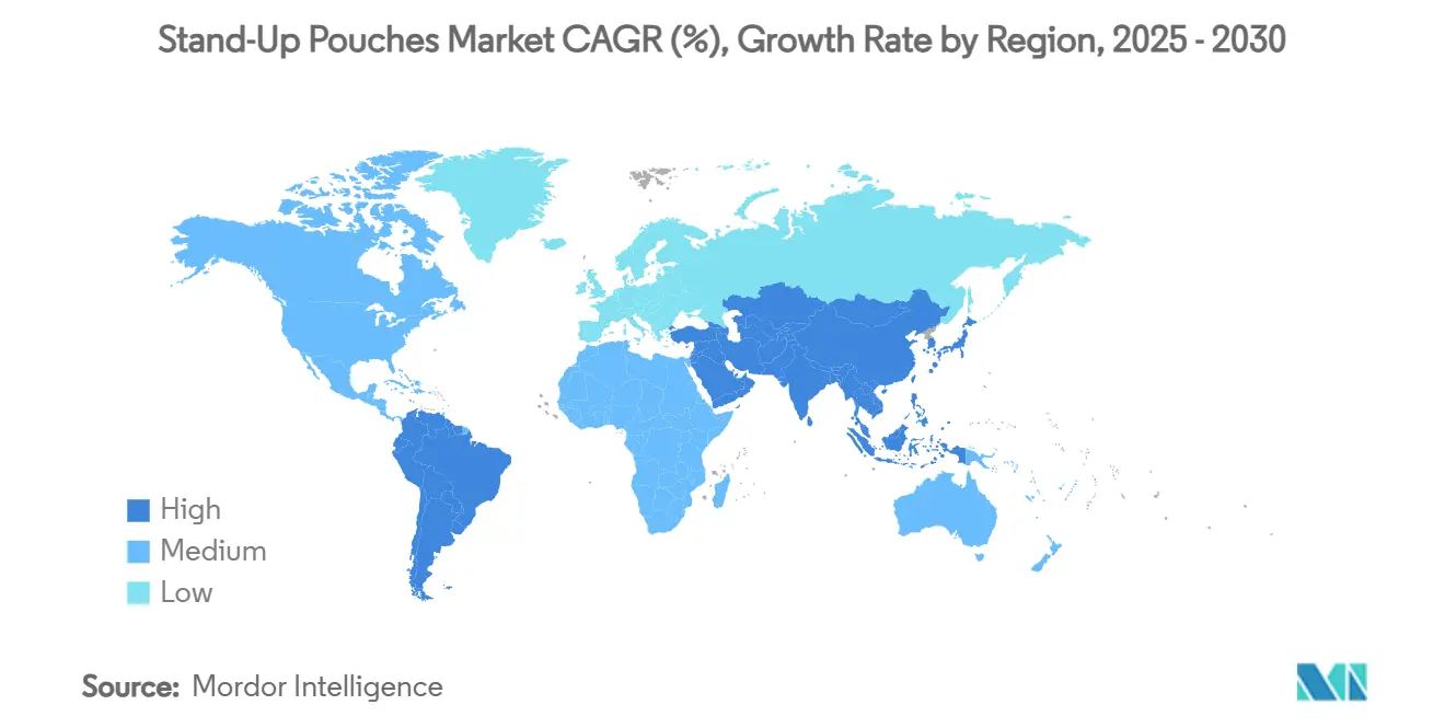 Stand-Up Pouches Market CAGR (%), Growth Rate by Region