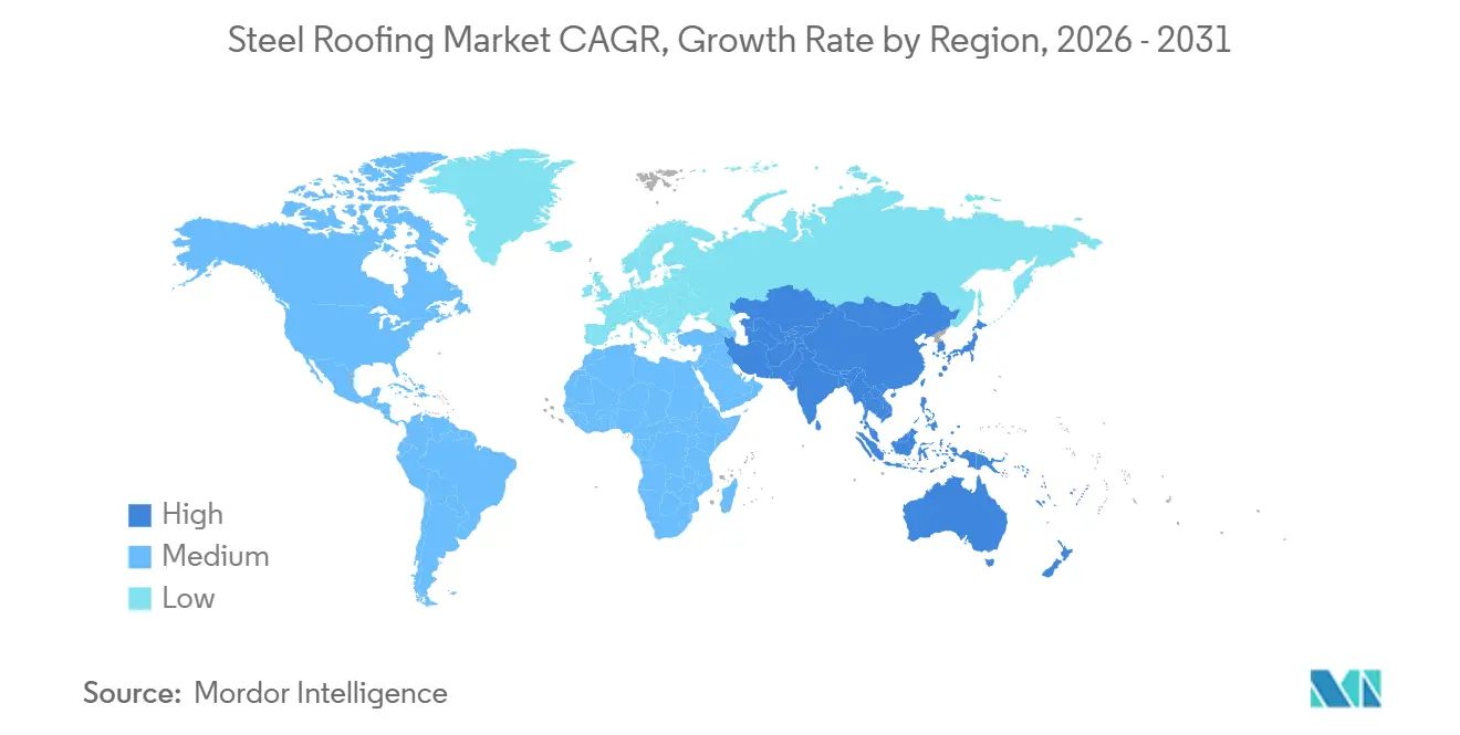 Tasa de Crecimiento del Mercado de Cubiertas de Acero por Región