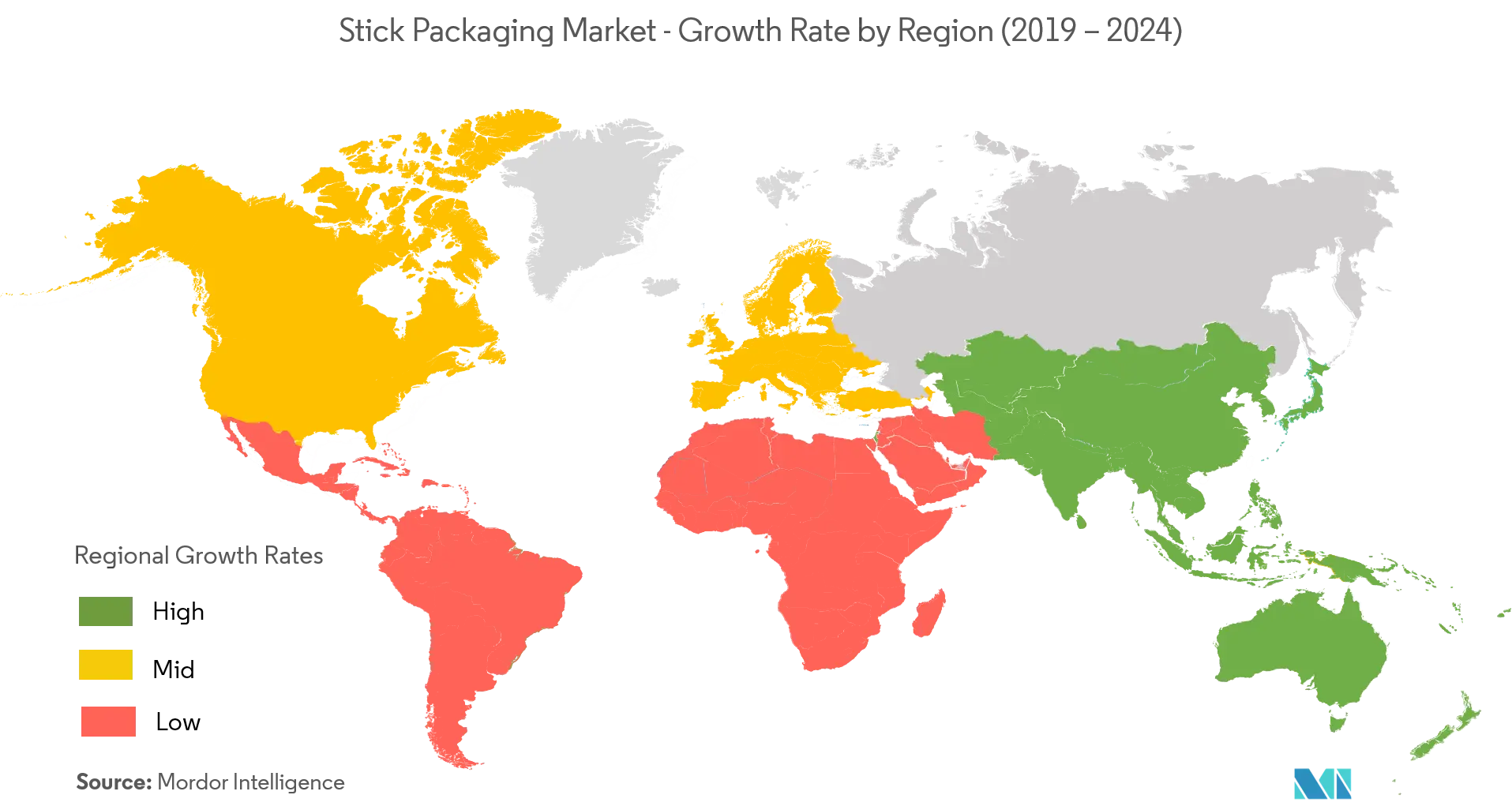 stick packaging market  growth by region