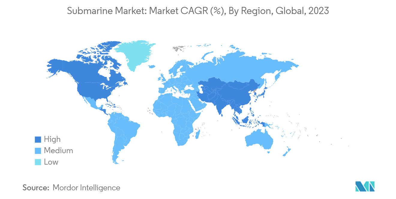 Submarine Market: Market CAGR (%), By Region, Global, 2023