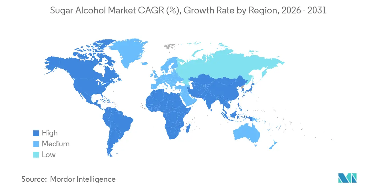 Sugar Alcohol Market CAGR (%), Growth Rate by Region
