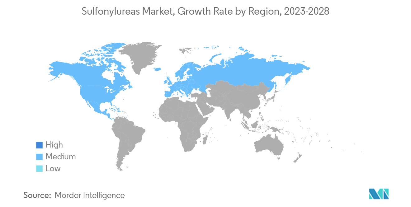 Sulfonylureas Market, Growth Rate by Region, 2023-2028