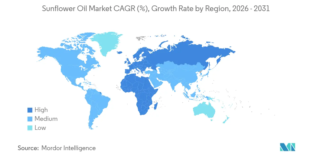 Taux de croissance du marché de l'huile de tournesol par région