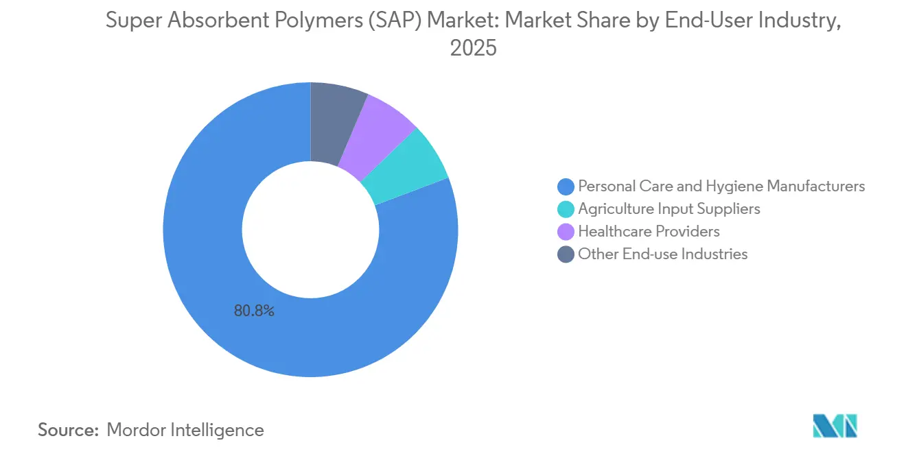 Super Absorbent Polymers (SAP) Market Share by End-User Industry, 2025