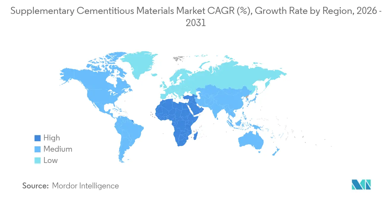 Supplementary Cementitious Materials Market CAGR (%), Growth Rate by Region