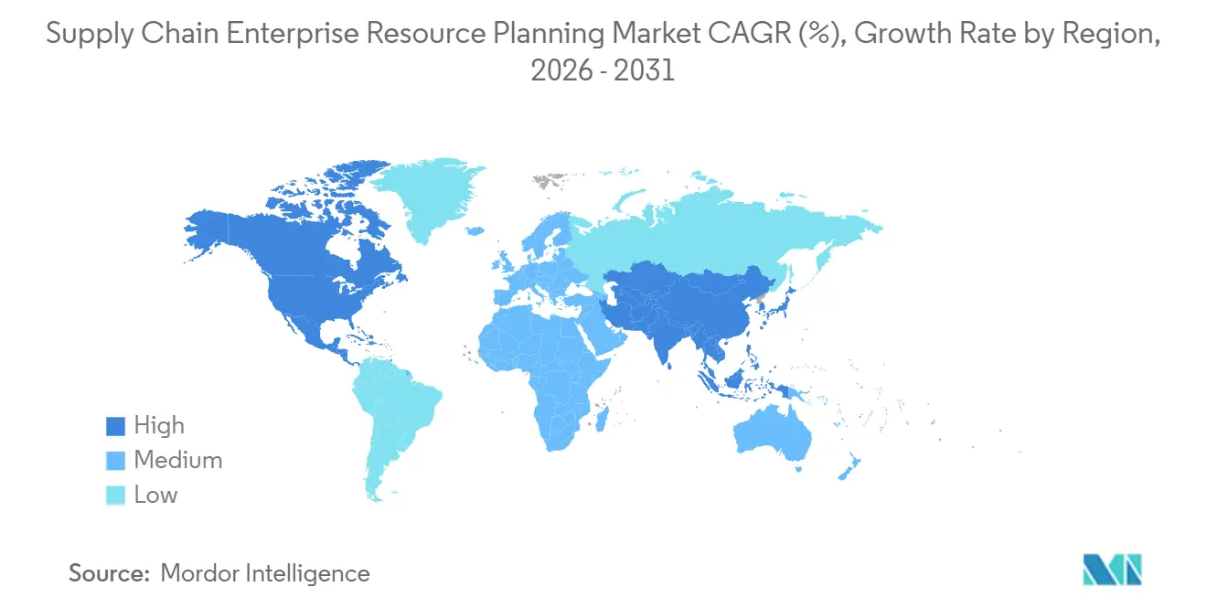 Supply Chain Enterprise Resource Planning Market CAGR (%), Growth Rate by Region
