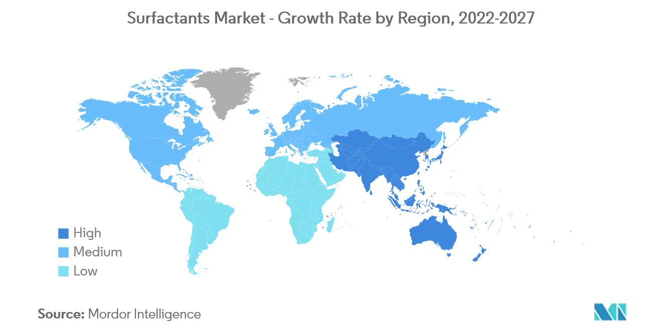 Surfactants Market -Growth Rate by Region, 2022-2027