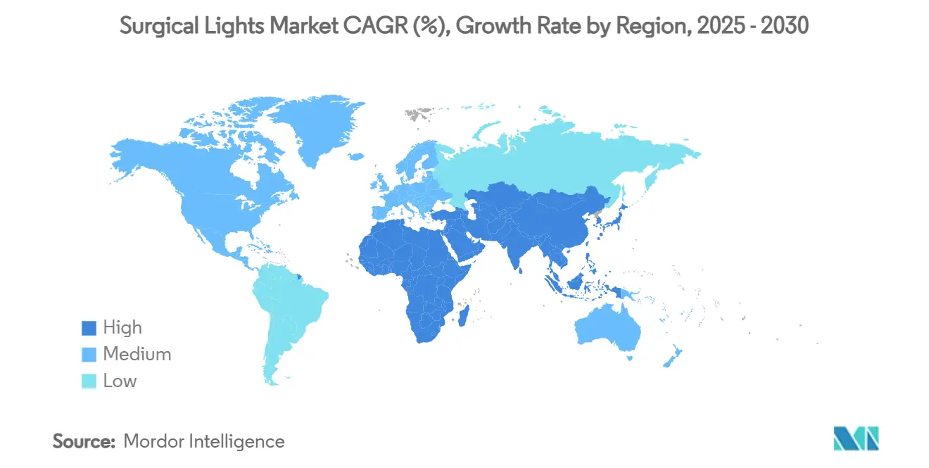 바카라 조명 시장 CAGR(%), 지역별 성장률