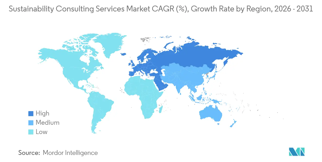 Tasa de Crecimiento del Mercado de Servicios de Consultor��a en Sostenibilidad por Regi��n