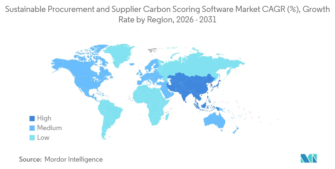 CAGR (%) du Marché des Logiciels d'Approvisionnement Durable et de Notation Carbone des Fournisseurs, Taux de Croissance par Région