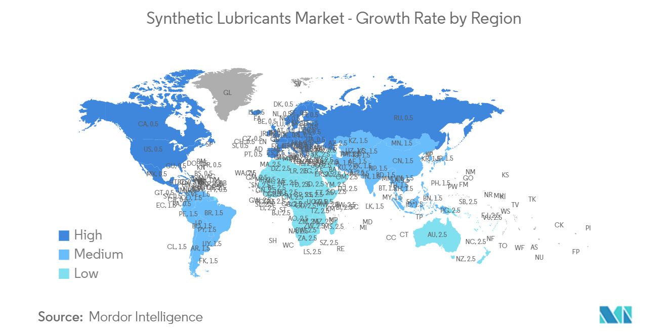 Synthetic Lubricants Market -  Synthetic Lubricants Market - Growth Rate by Region