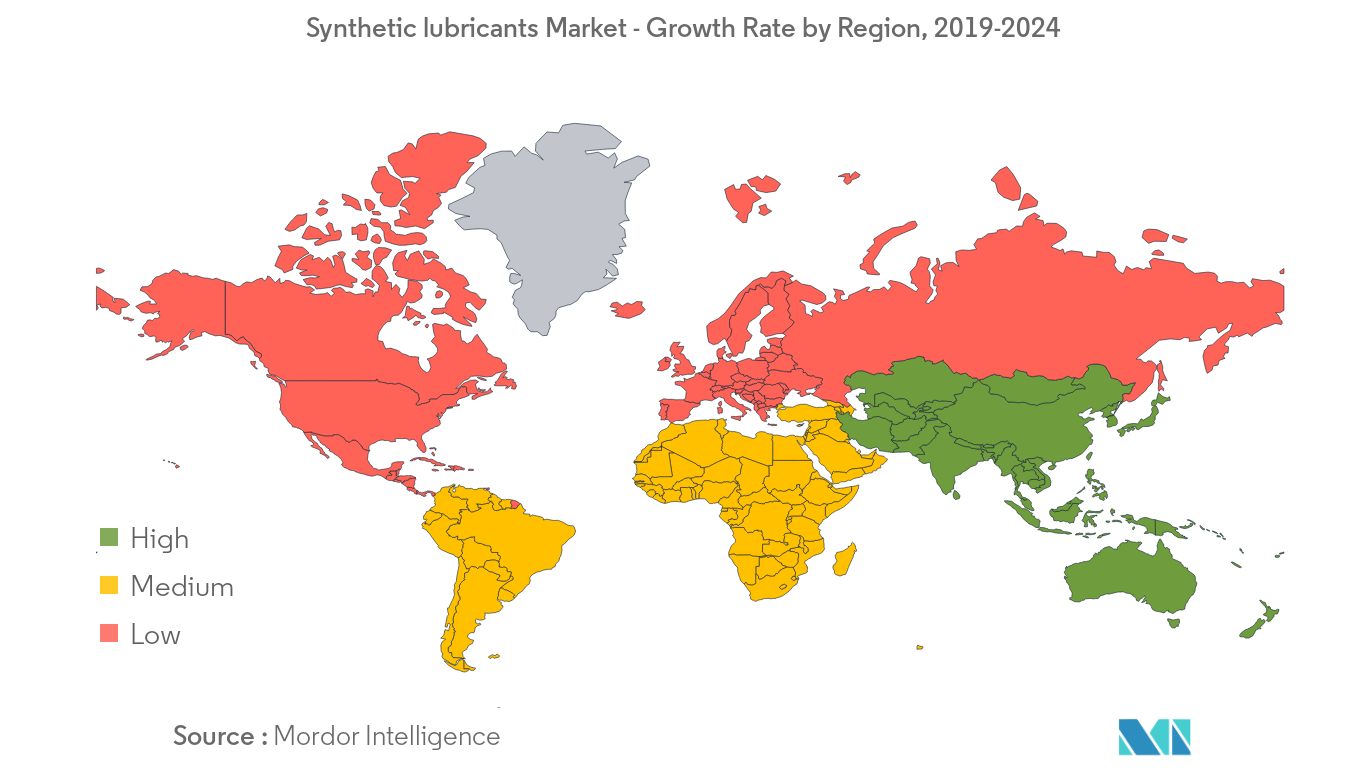 Marché des lubrifiants synthétiques – Taux de croissance par région, 2019-2024