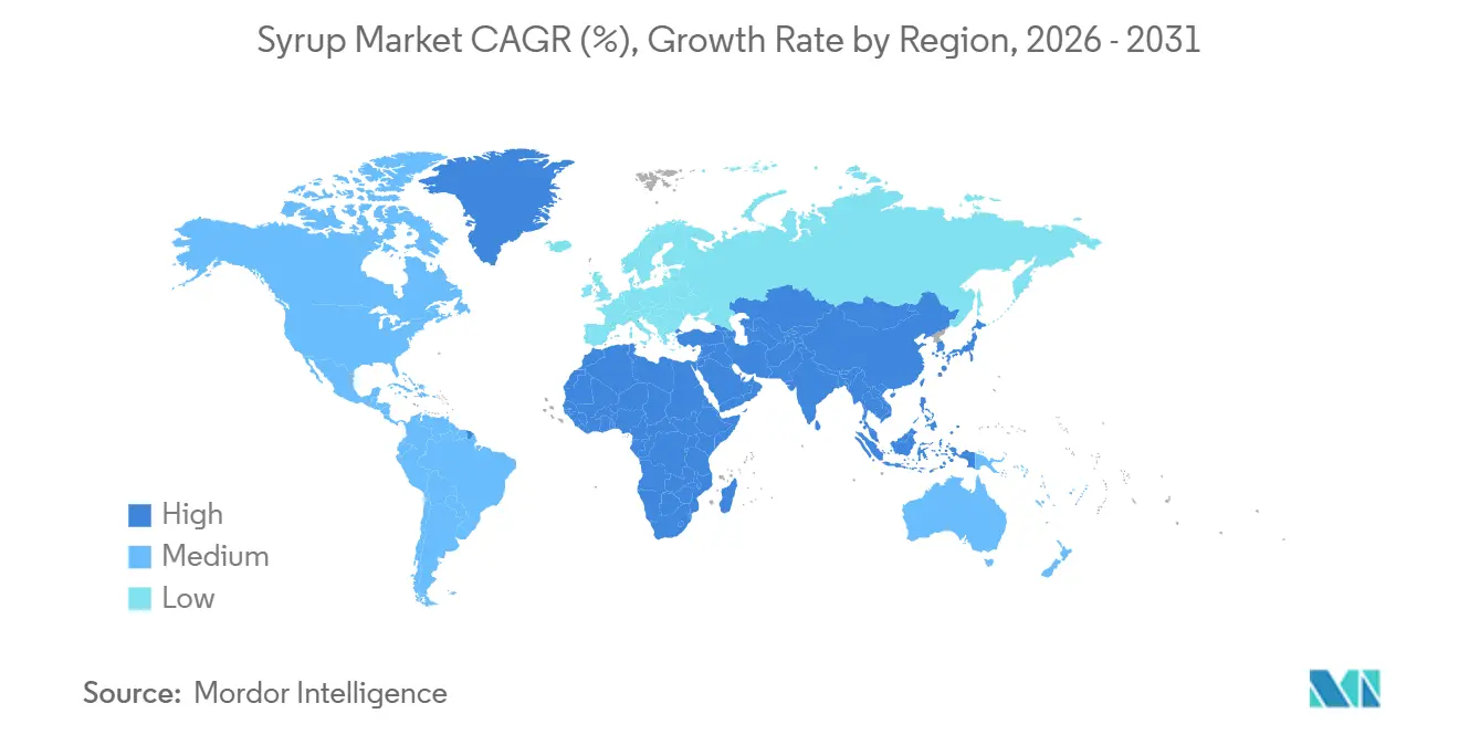 シロップ市場年平均成長率（%）、地域別成長率