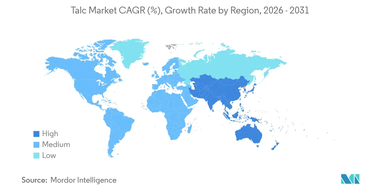 Talc Market CAGR (%), Growth Rate by Region