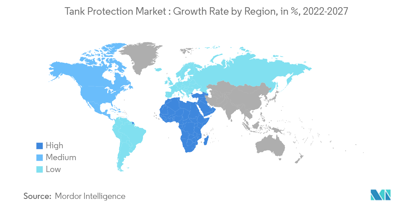 タンク保護市場:地域別の成長率(2022-2027年)