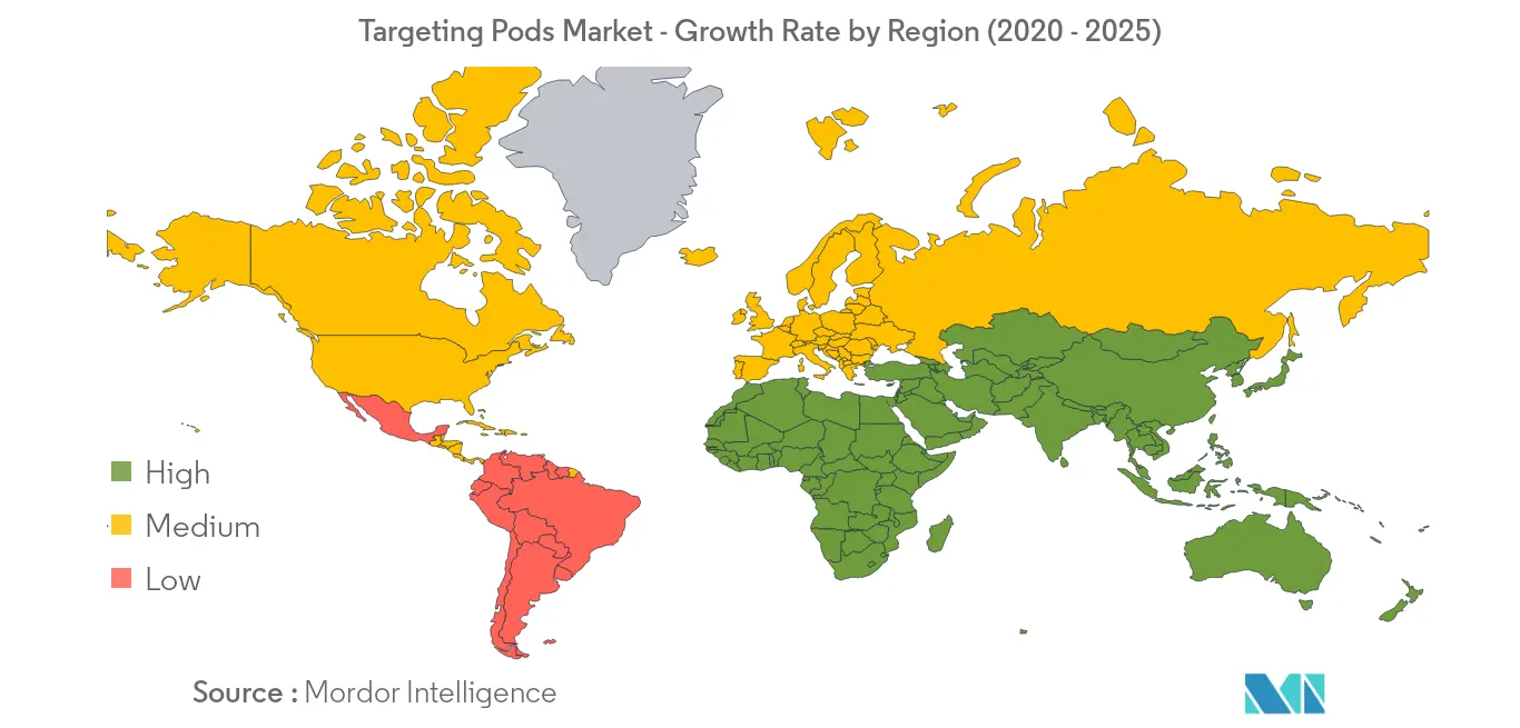 ターゲティングポッド市場-地域別成長率（2020年～2025年）