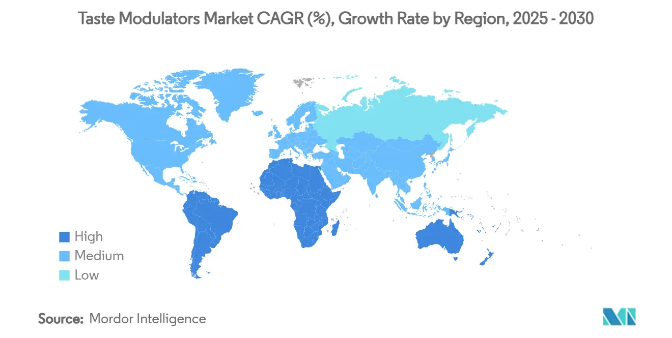 미각 조절제 우리카지노 바카라사이트 CAGR(%), 지역별 성장률