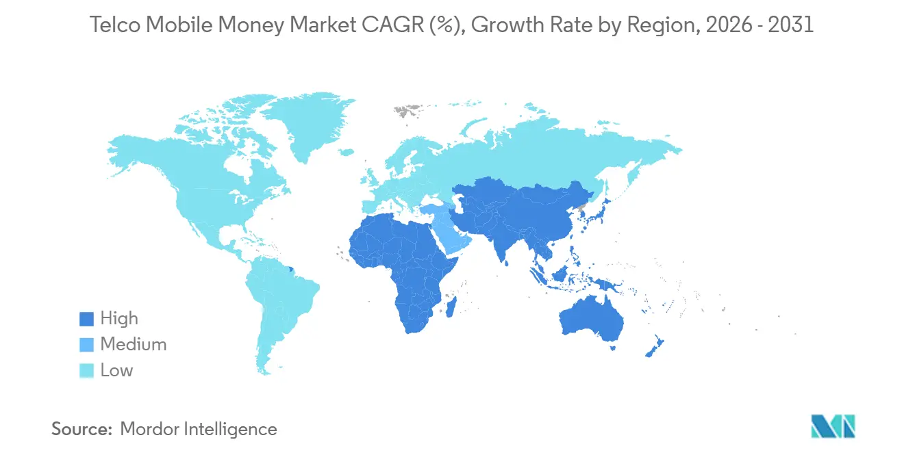 Telco Mobile Money Market CAGR (%), Growth Rate by Region