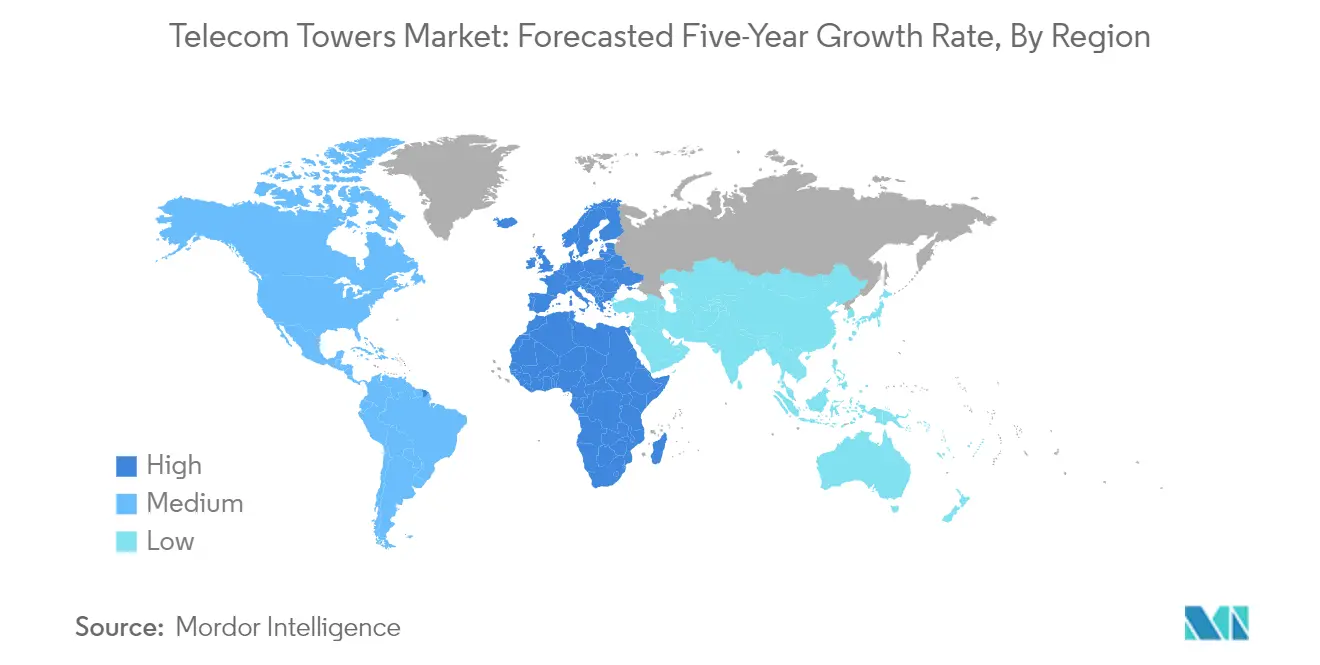 Market Analysis of Telecom Towers Market: Forecasted Growth Rate by Region