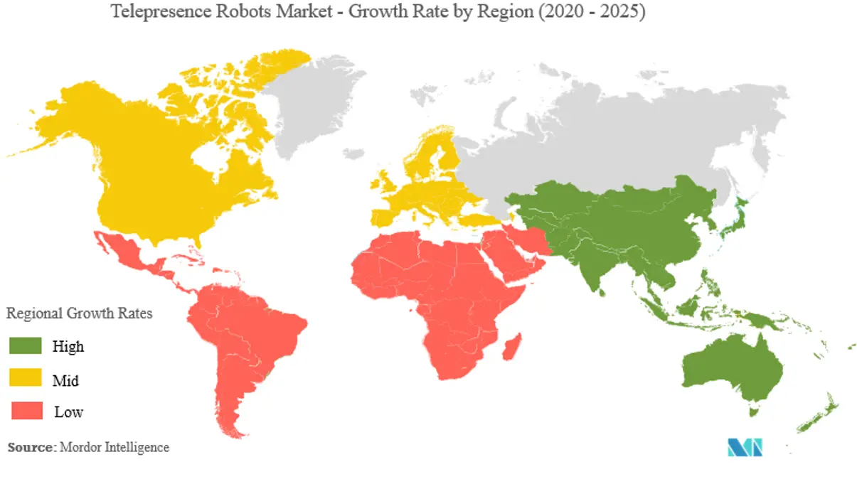 Telepresence Robots Market : Growth Rate by Region (2020-2025)