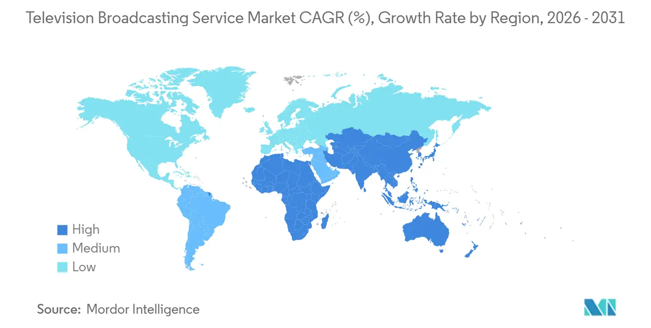 Television Broadcasting Service Market CAGR (%), Growth Rate by Region