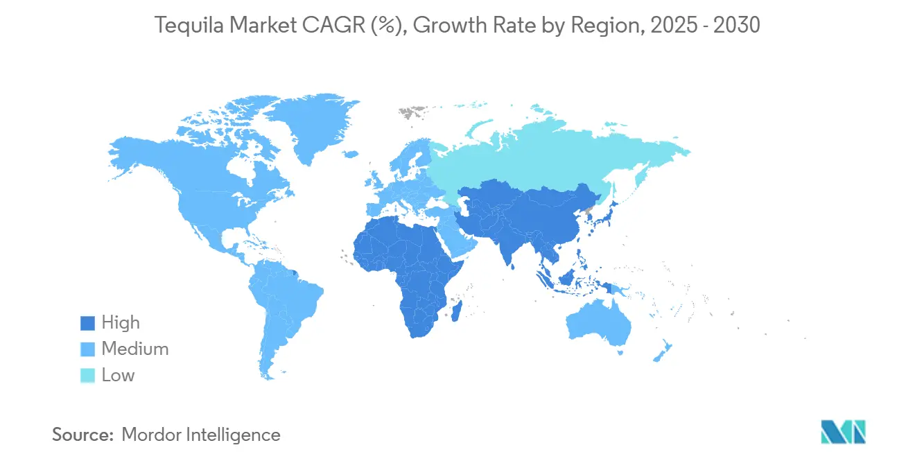 Tequila Market CAGR (%), Growth Rate by Region