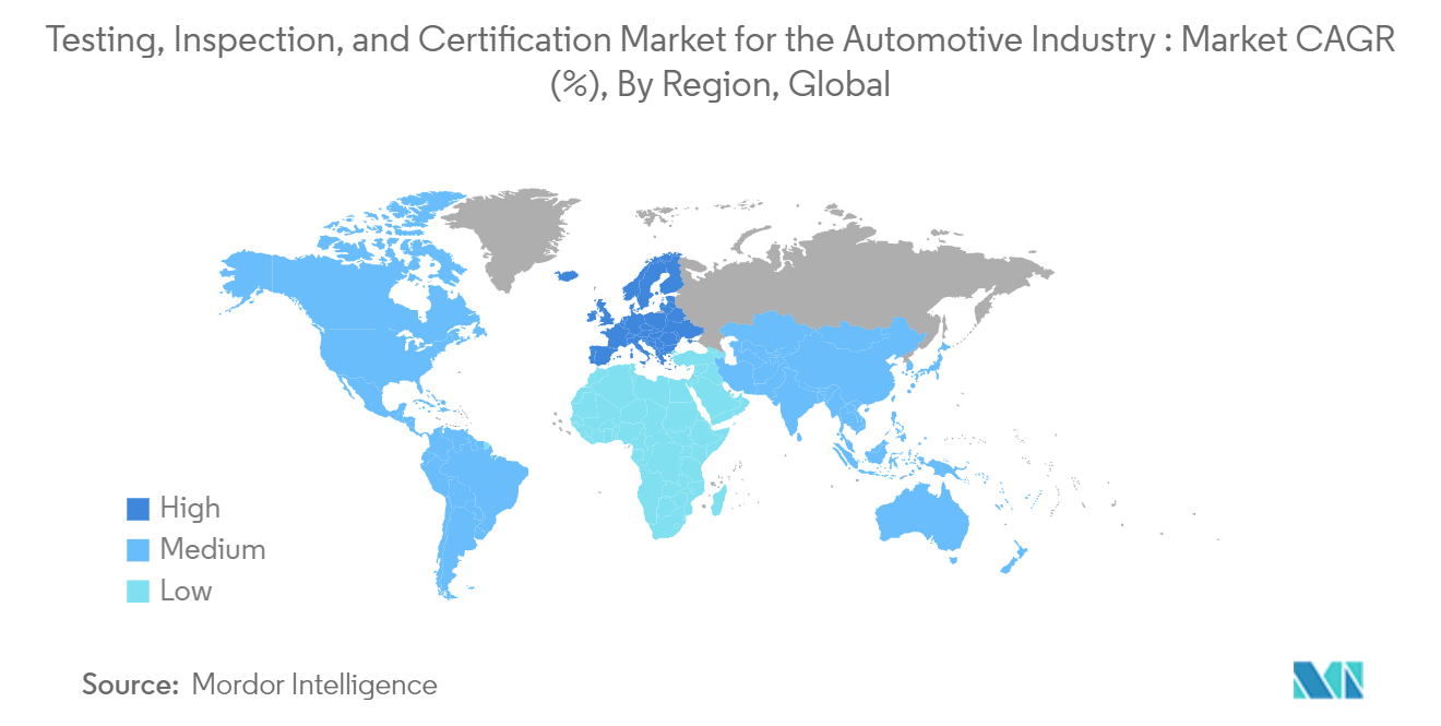 Testing, Inspection, and Certification Market for the Automotive Industry : Market CAGR (%), By Region, Global