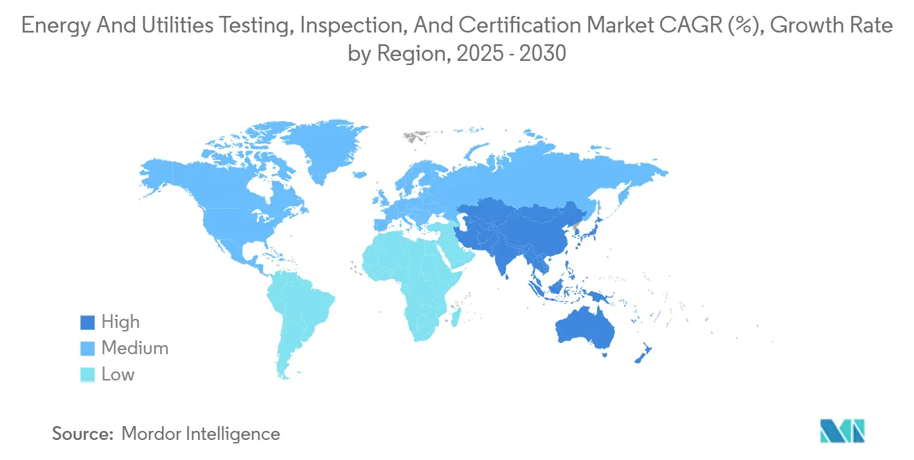 Energy And Utilities Testing, Inspection, And Certification Market CAGR (%), Growth Rate by Region