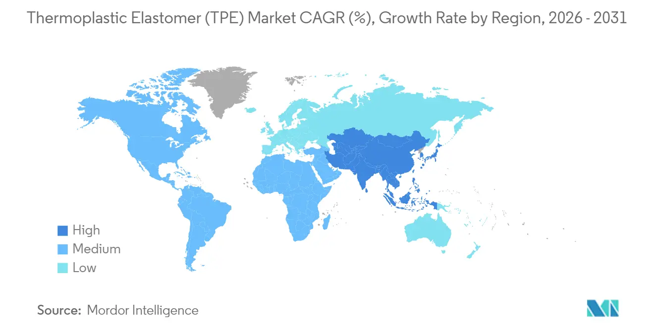 Thermoplastic Elastomer (TPE) Market CAGR (%), Growth Rate by Region