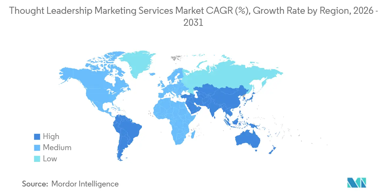 Tasa de Crecimiento del Mercado de Servicios de Marketing de Liderazgo de Pensamiento por Región
