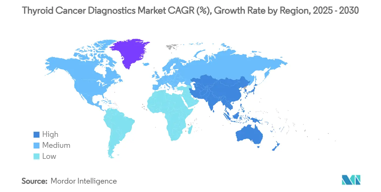 갑상선암 바카라사이트 시장 CAGR(%), 지역별 성장률