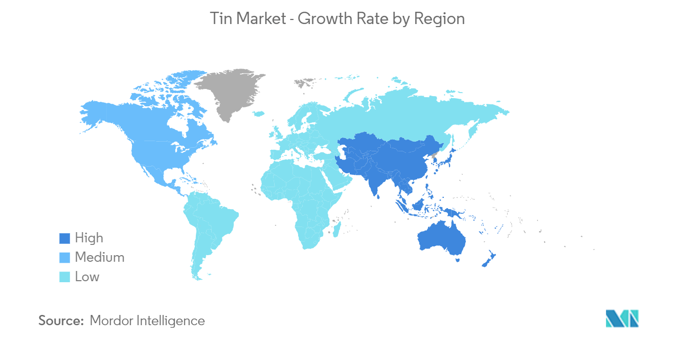 Tin Market - Growth Rate by Region