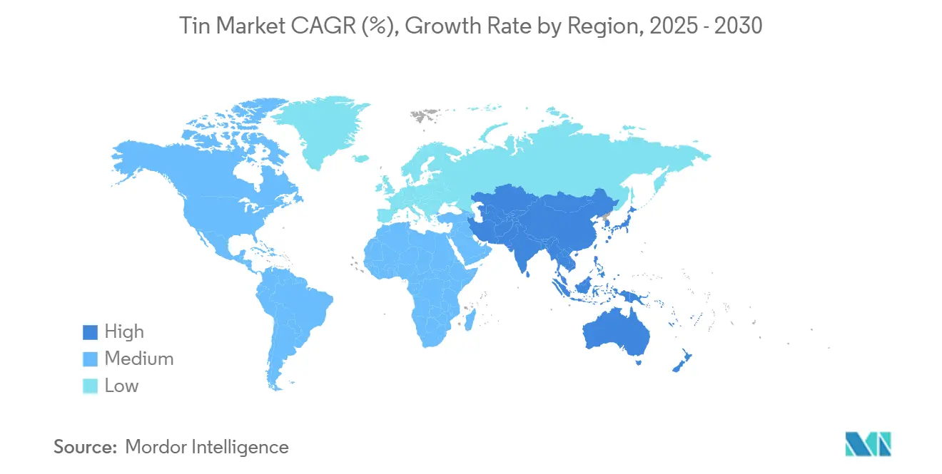 Tin Market CAGR (%), Growth Rate by Region