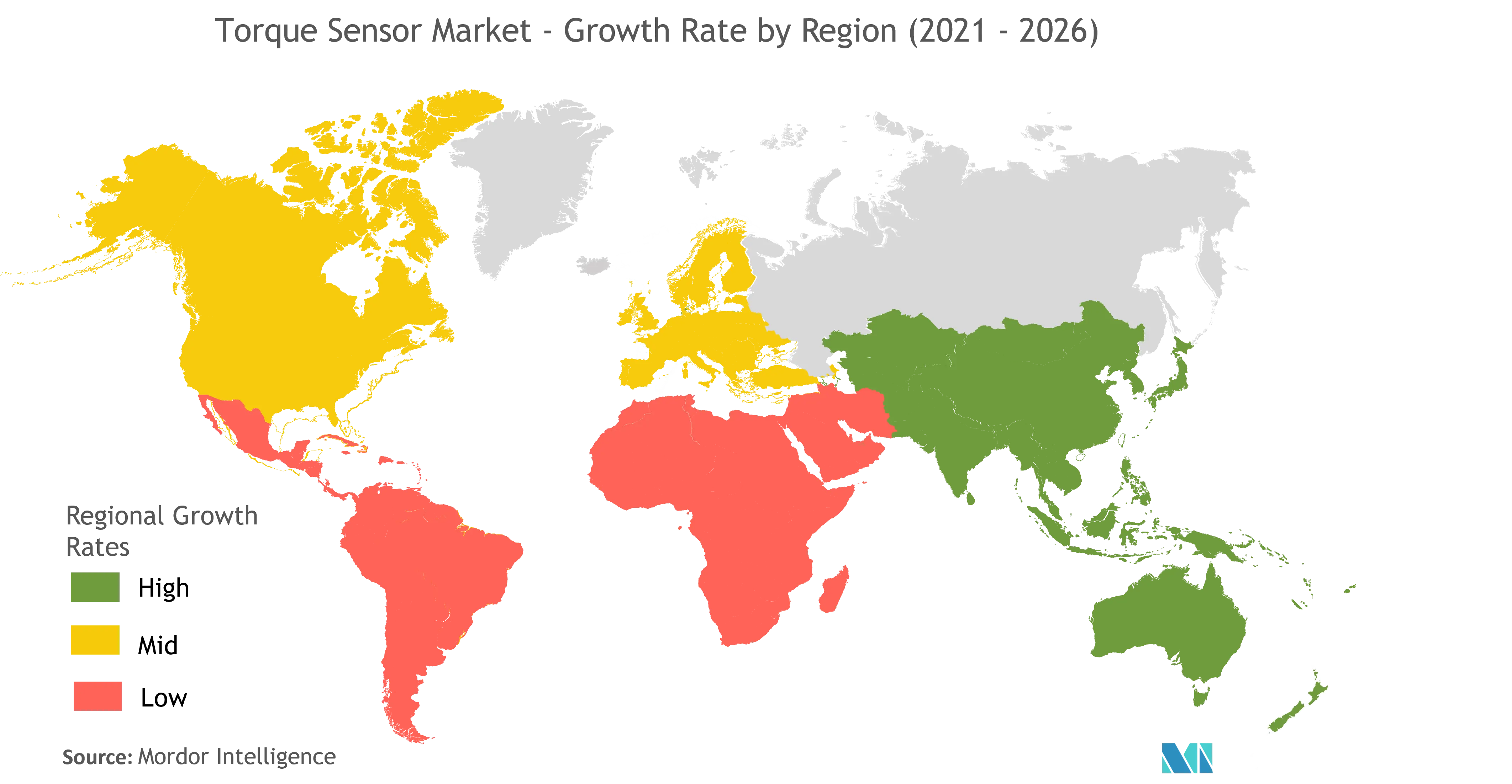 Torque Sensor Market - Growth Rate by Region (2021 - 2026)