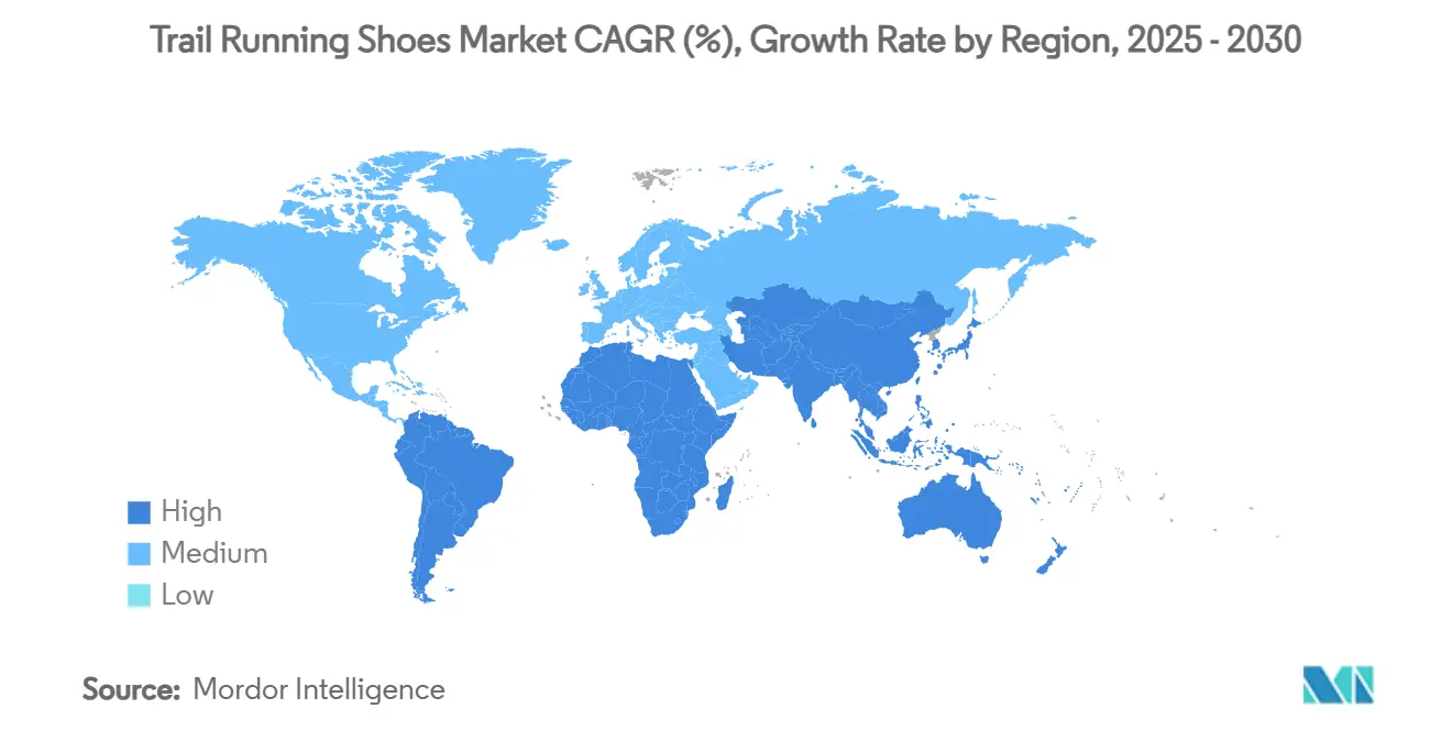 Trail Running Shoes Market CAGR (%), Growth Rate by Region