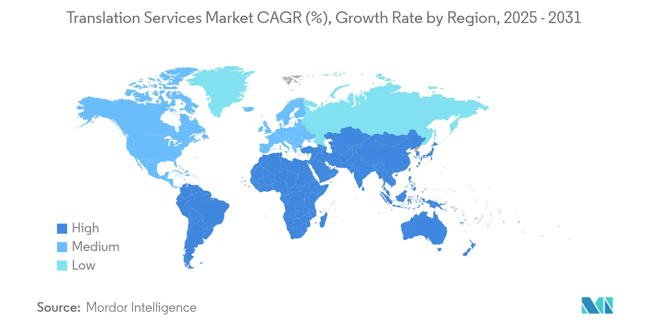 Translation Services Market CAGR (%), Growth Rate by Region
